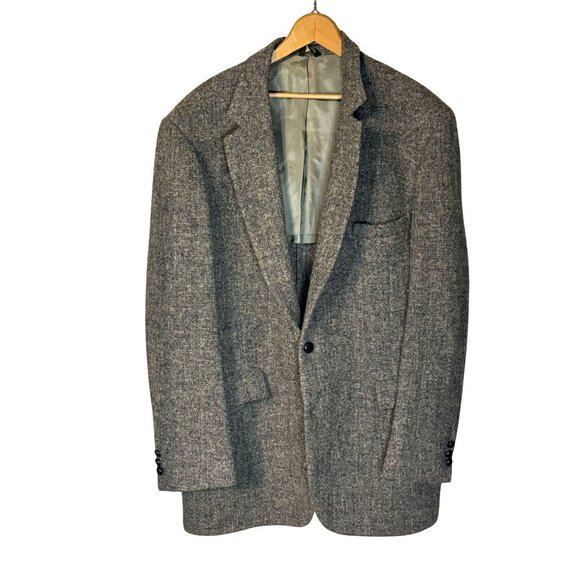 Harris Tweed Men's Handwoven Scottish Wool Blazer Jacket - Grey L - Picture 1 of 5